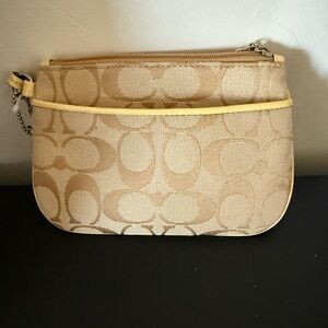 Coach Beige Signature Wristlet